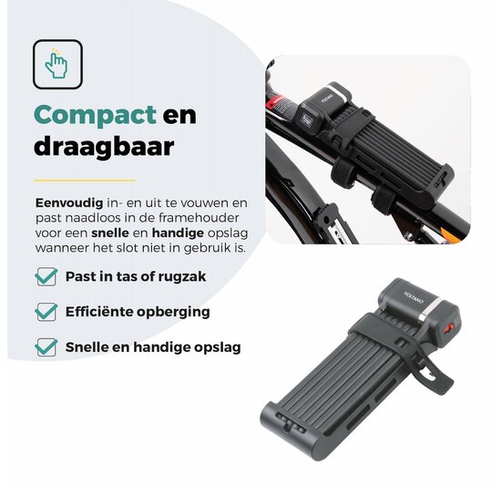 Voltano Vouwslot ART2 Pro - Zwart - 120 CM - Met Framehouder