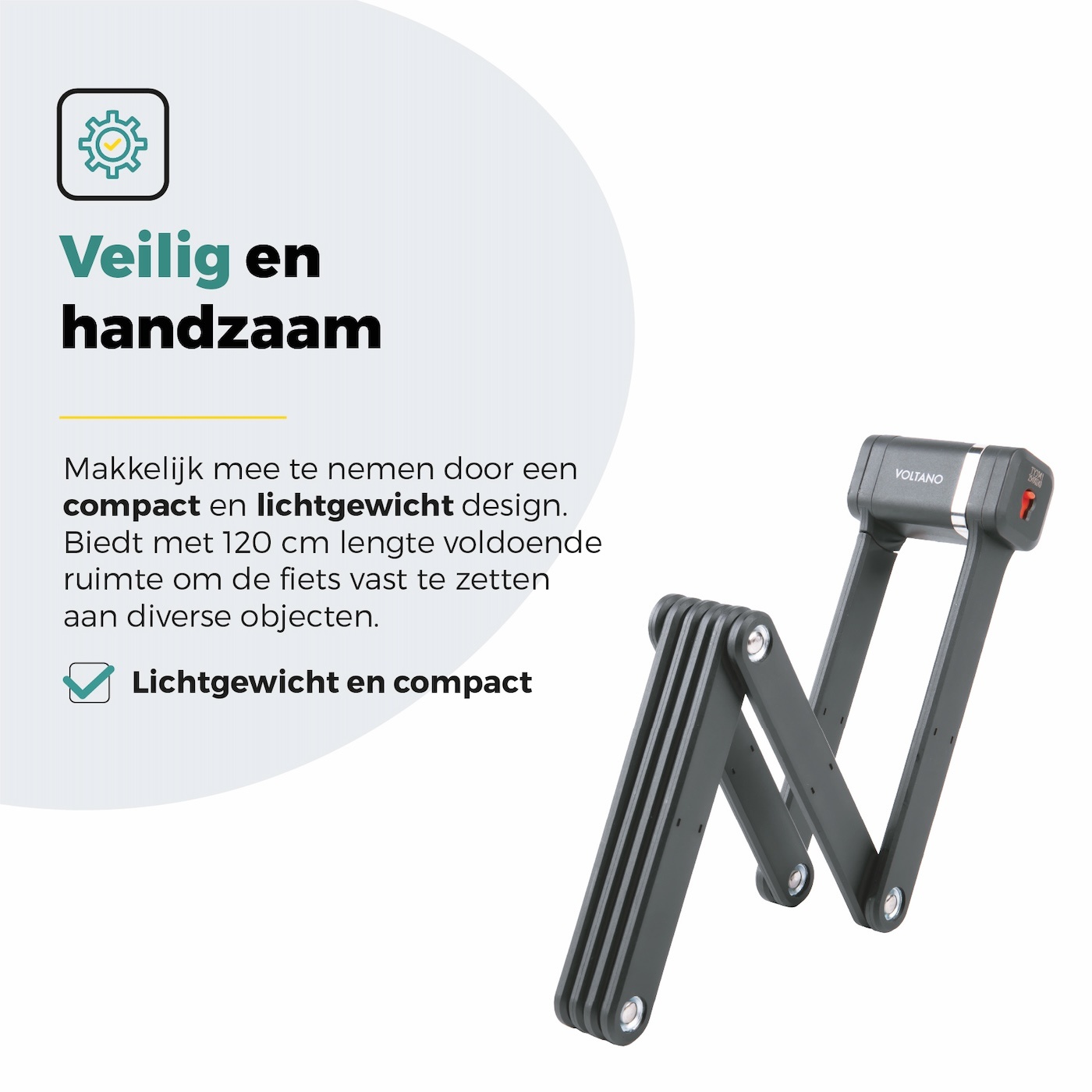 Voltano Vouwslot ART2 Pro - Zwart - 120 CM - Met Framehouder