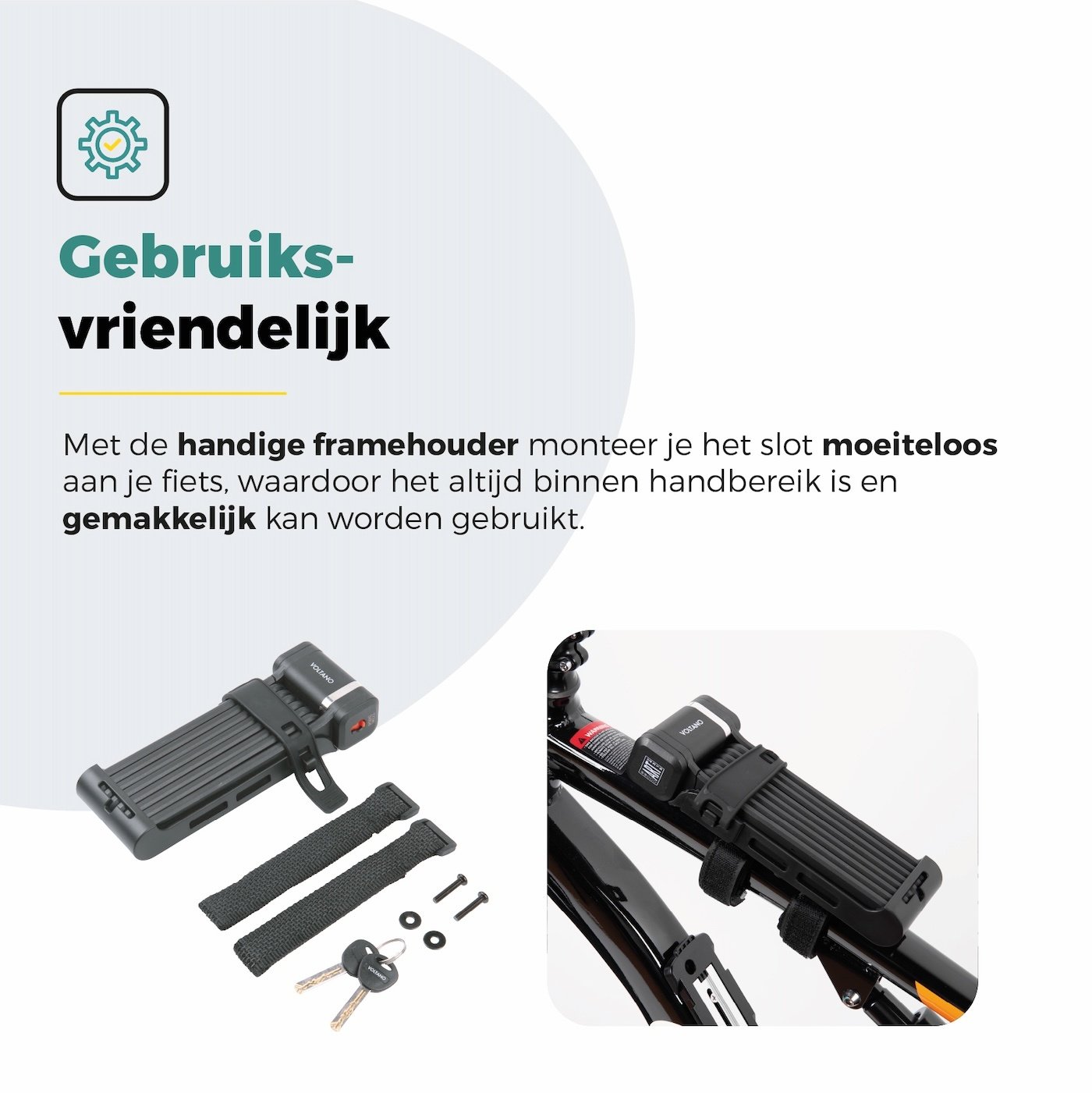 Voltano Vouwslot ART2 Pro - Zwart - 120 CM - Met Framehouder