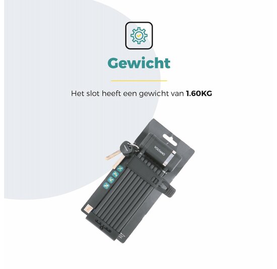 Voltano Vouwslot ART2 Pro - Zwart - 120 CM - Met Framehouder