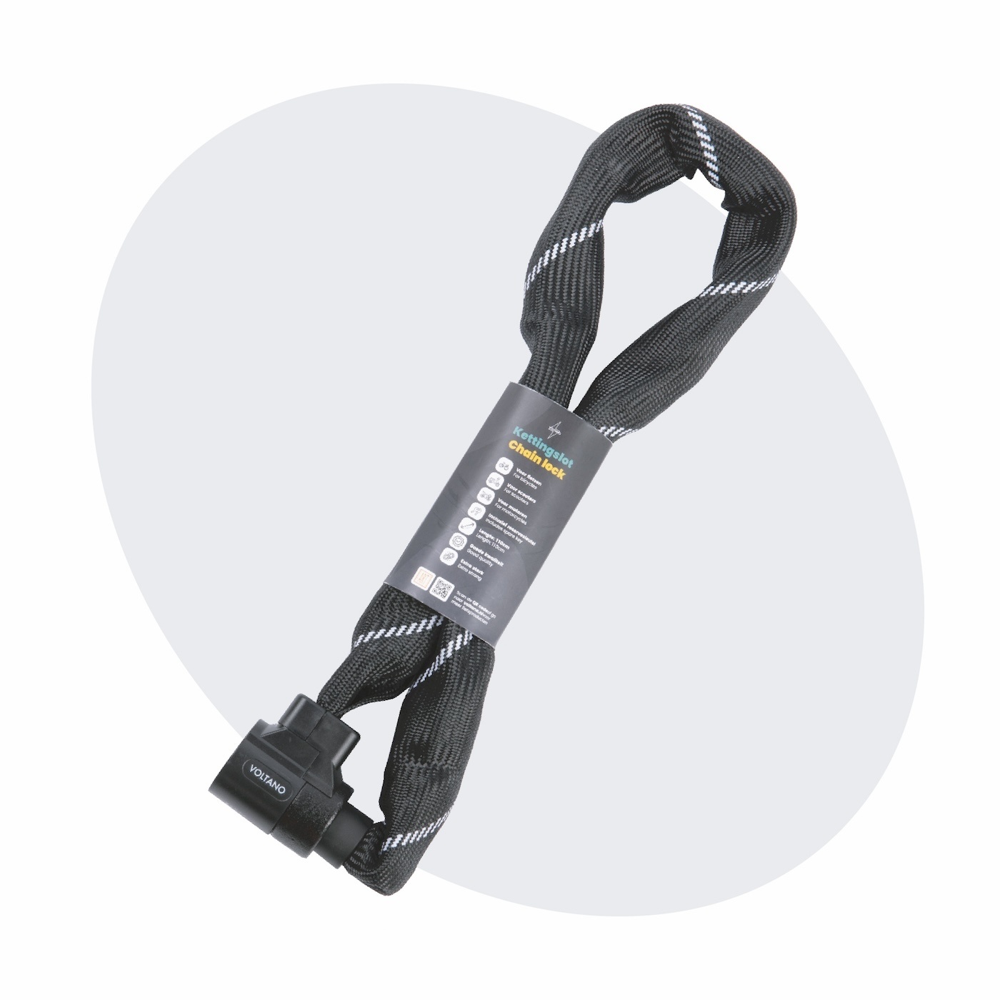 Voltano ART4 Kettingslot Solid - Zwart - 110 CM - Vaste Slotkop
