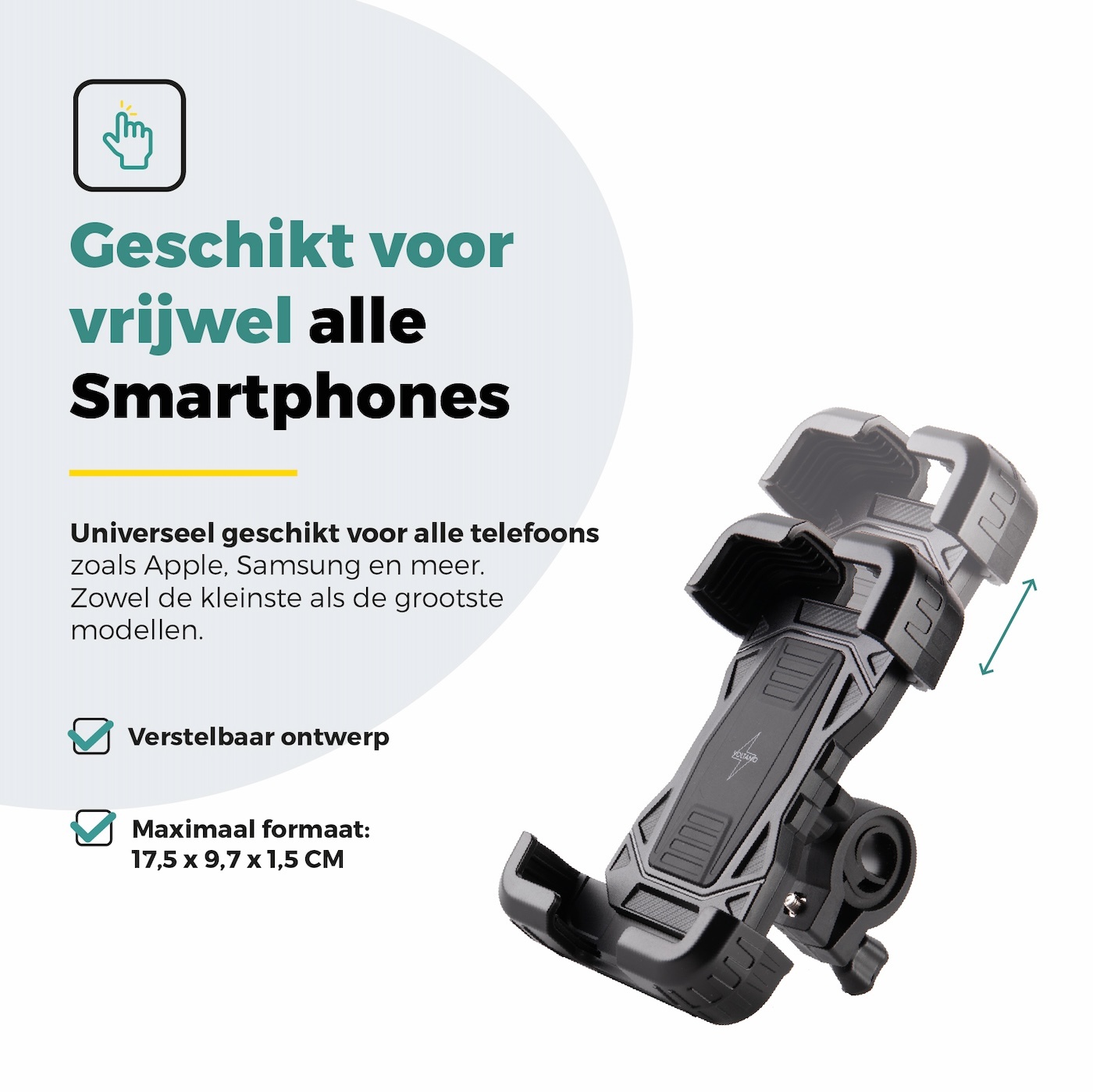 Voltano Strong Telefoonhouder Fiets - Zwart - Universeel