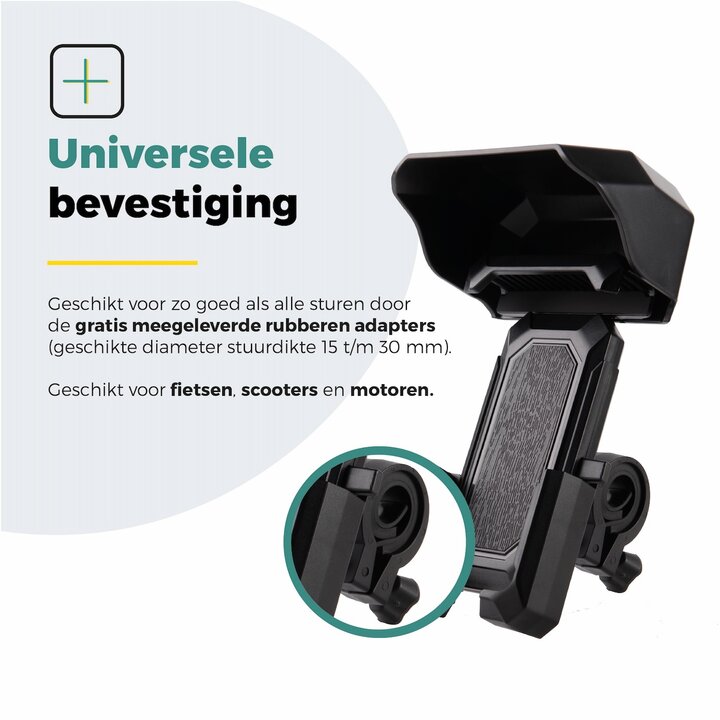 Voltano Protect Telefoonhouder Fiets - Zwart - Met Dakje Tegen Regen / Zon