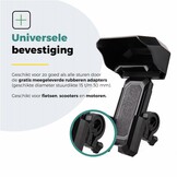 Voltano Protect Telefoonhouder Fiets - Zwart - Met Dakje Tegen Regen / Zon