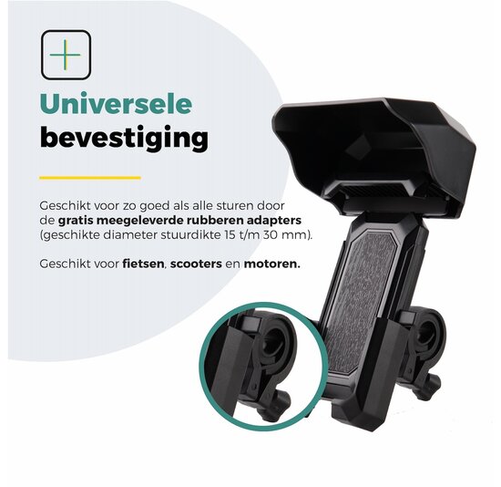 Voltano Protect Telefoonhouder Fiets - Zwart - Met Dakje Tegen Regen / Zon