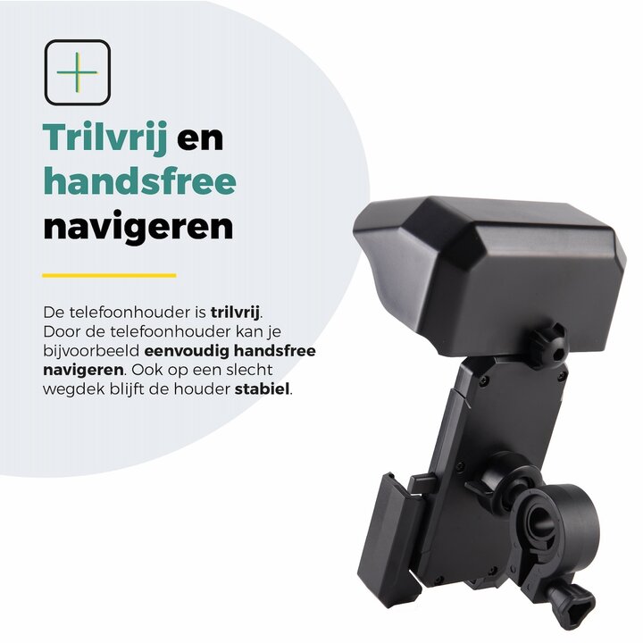 Voltano Protect Telefoonhouder Fiets - Zwart - Met Dakje Tegen Regen / Zon