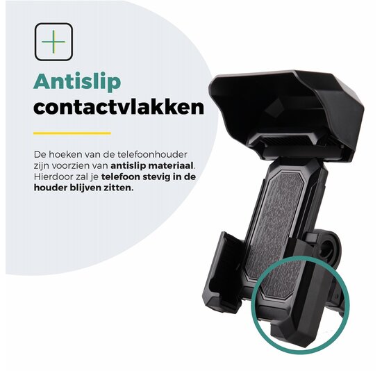 Voltano Protect Telefoonhouder Fiets - Zwart - Met Dakje Tegen Regen / Zon