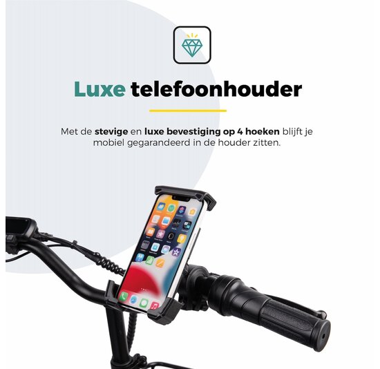 Voltano Slim Telefoonhouder Fiets - Zwart - Universeel