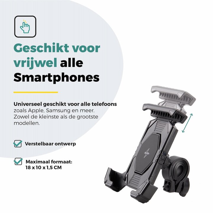 Voltano Slim Telefoonhouder Fiets - Zwart - Universeel