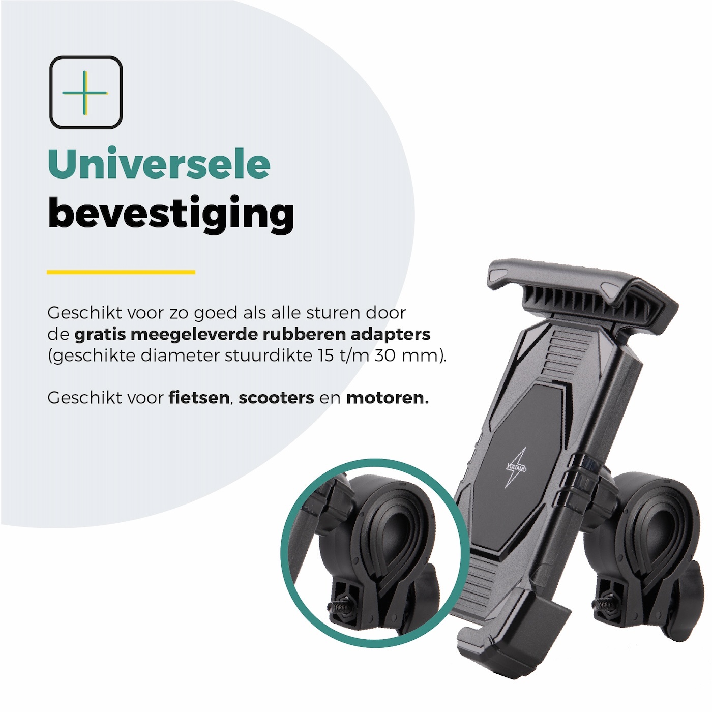 Voltano Slim Telefoonhouder Fiets - Zwart - Universeel