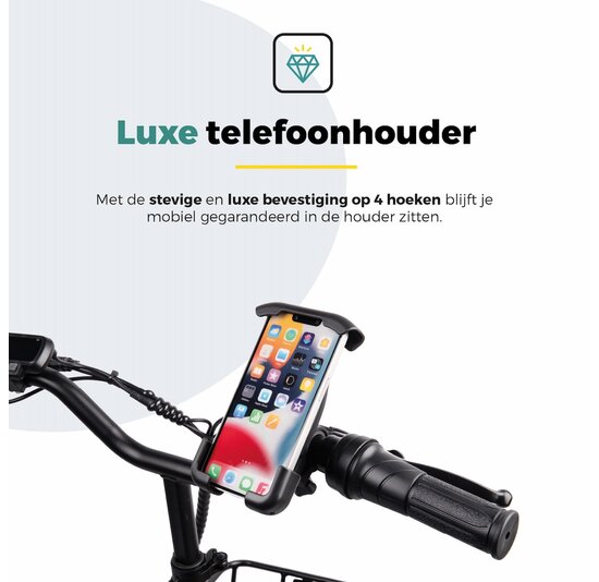 Voltano Classic Telefoonhouder Fiets - Zwart - Universeel