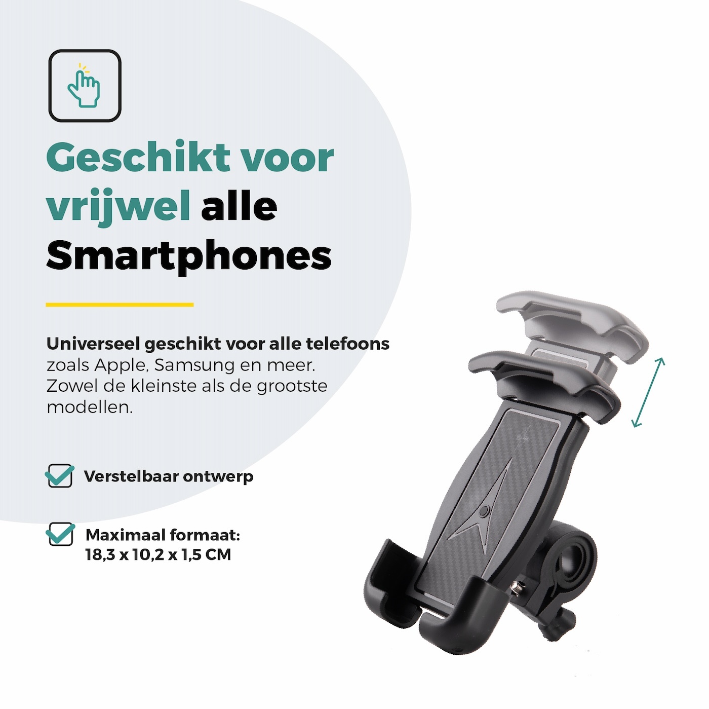 Voltano Classic Telefoonhouder Fiets - Zwart - Universeel