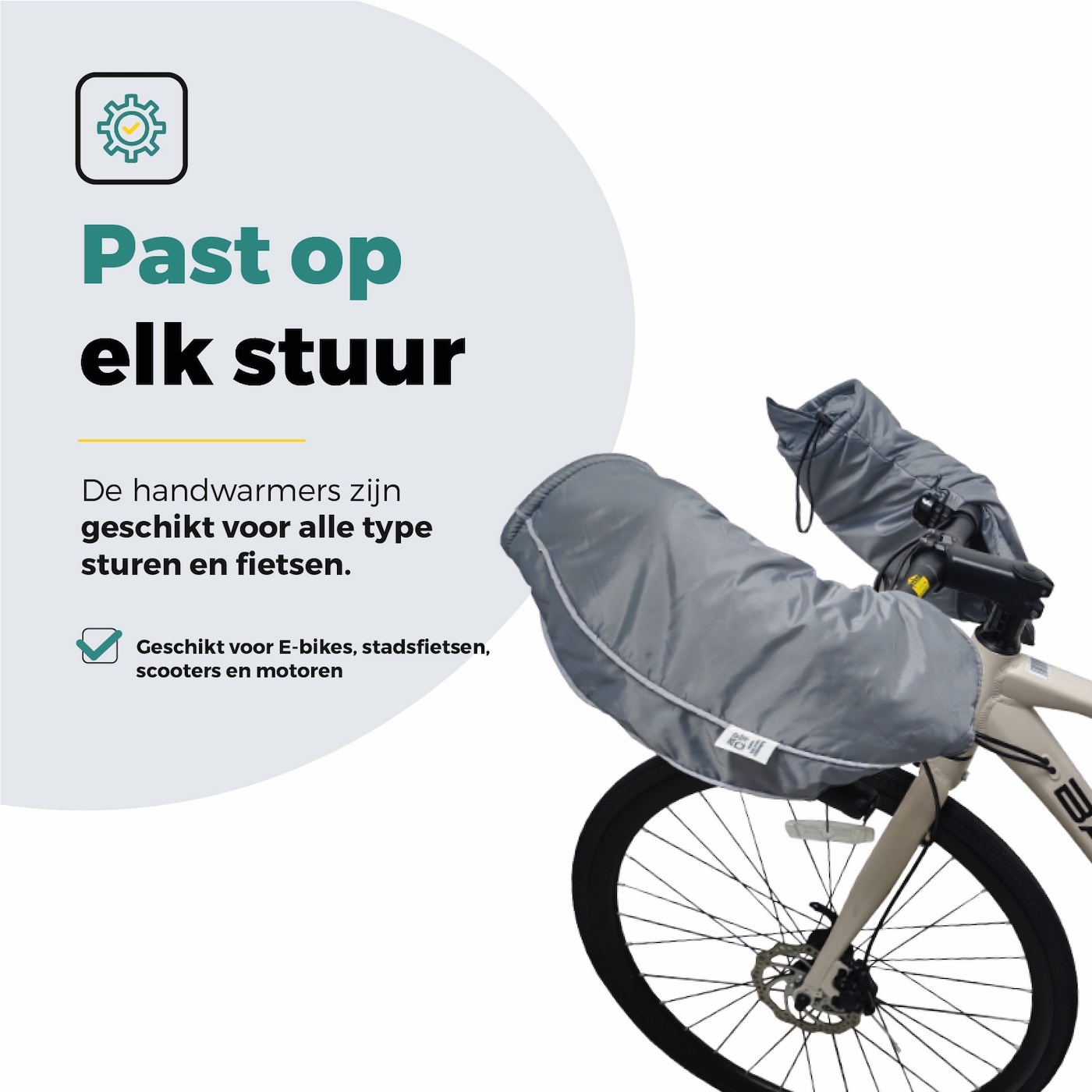 Voltano Set Handmoffen / Handwarmers Fiets - Grijs