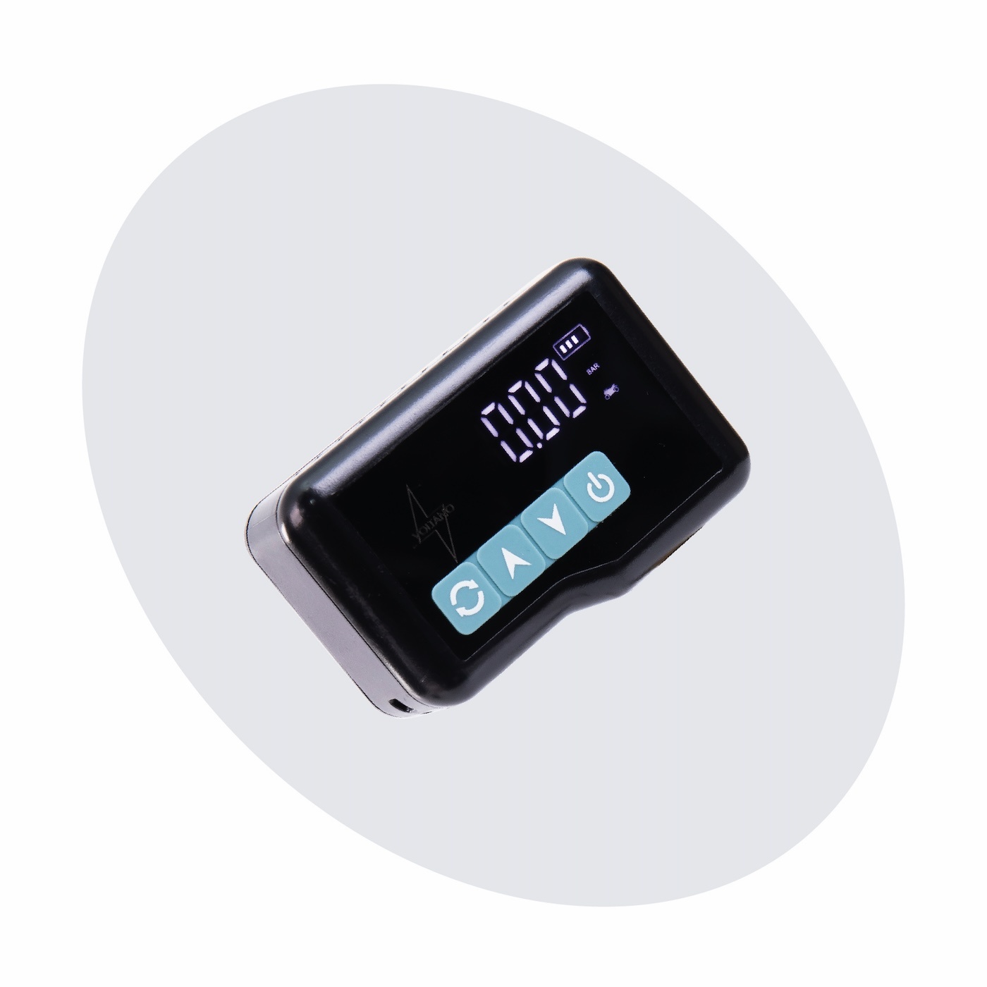 Voltano Mini Elektrische Fietspomp / Bandenpomp - Zwart / Ijsblauw