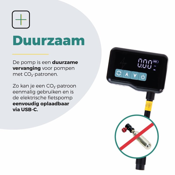 Voltano Mini Elektrische Fietspomp / Bandenpomp - Zwart / Ijsblauw