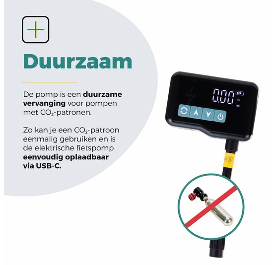 Voltano Mini Elektrische Fietspomp / Bandenpomp - Zwart / Ijsblauw