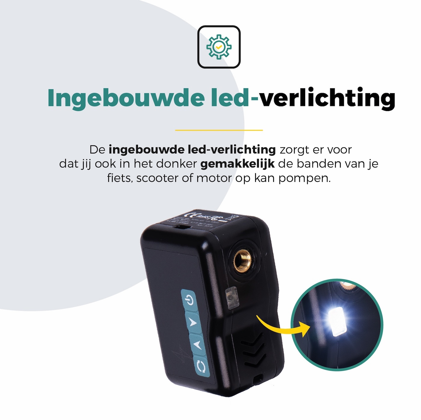 Voltano Mini Elektrische Fietspomp / Bandenpomp - Zwart / Ijsblauw