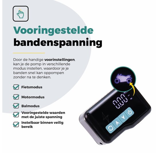 Voltano Mini Elektrische Fietspomp / Bandenpomp - Zwart / Ijsblauw