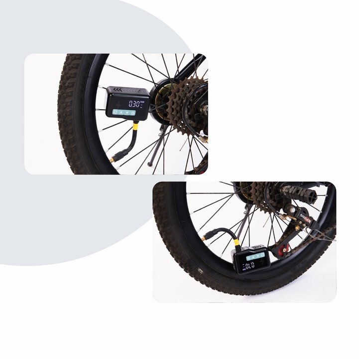 Voltano Mini Elektrische Fietspomp / Bandenpomp - Zwart / Ijsblauw