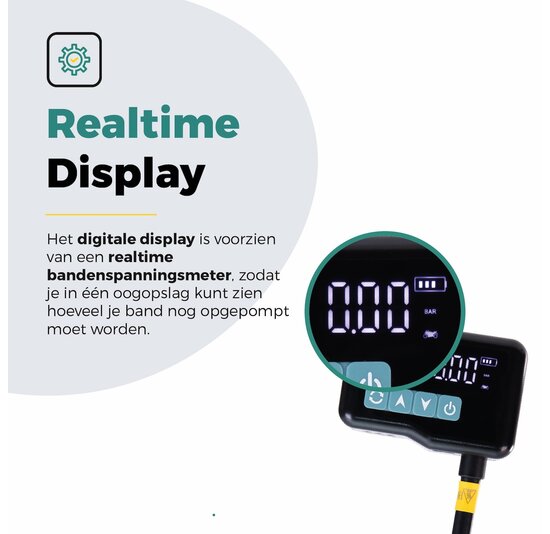 Voltano Mini Elektrische Fietspomp / Bandenpomp - Zwart / Ijsblauw