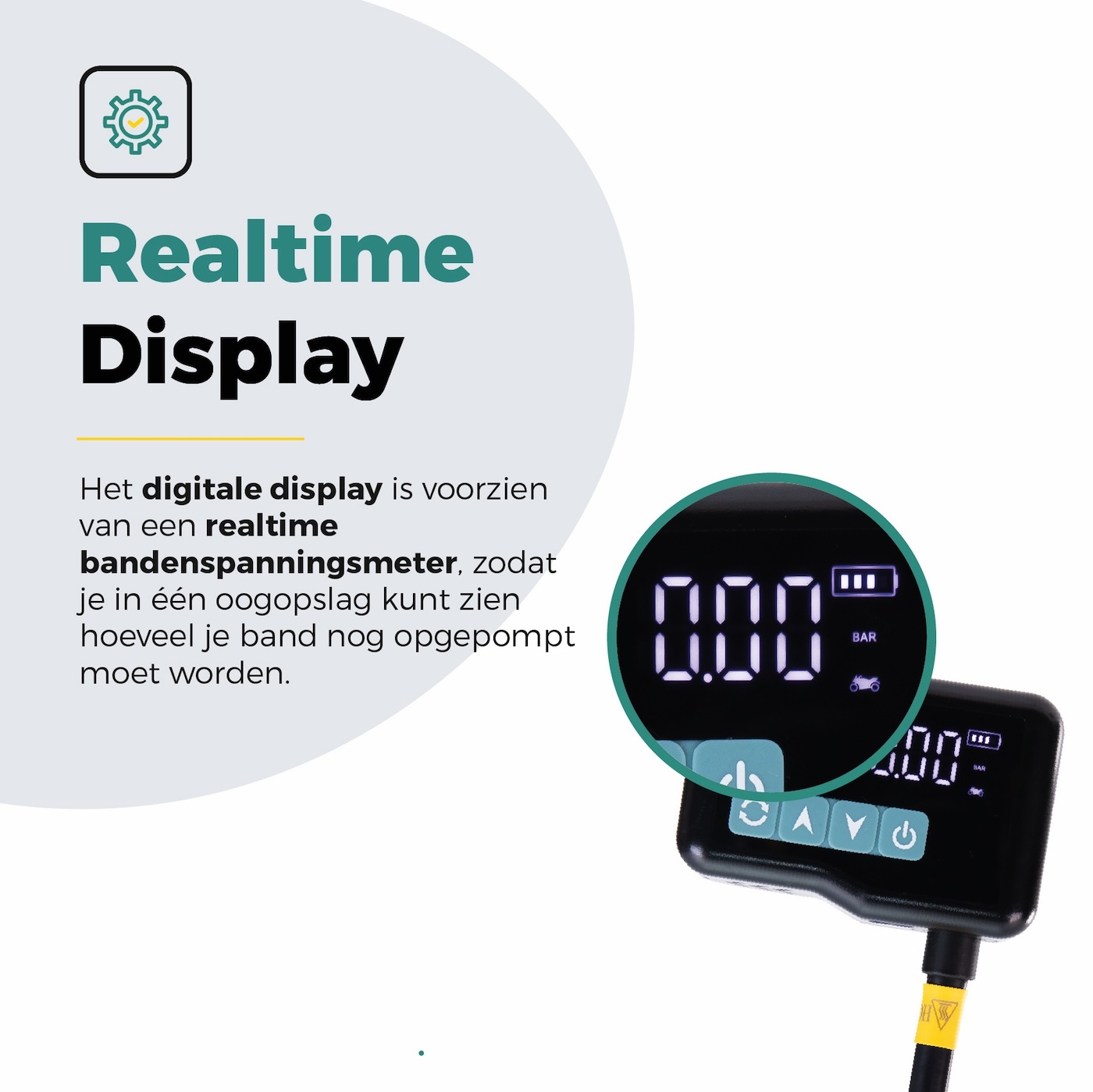 Voltano Mini Elektrische Fietspomp / Bandenpomp - Zwart / Ijsblauw