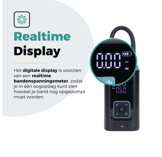 Voltano Elektrische Fietspomp / Bandenpomp - Zwart / Ijsblauw