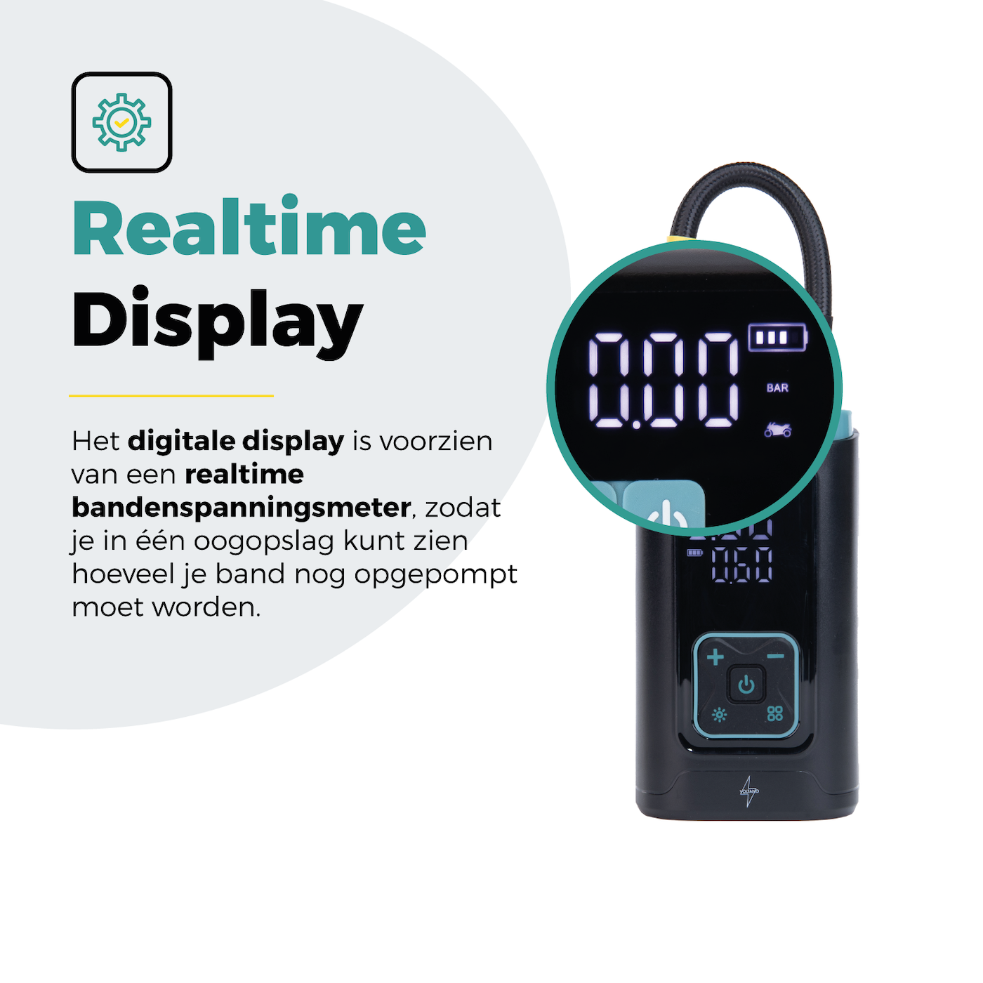 Voltano Elektrische Fietspomp / Bandenpomp - Zwart / Ijsblauw