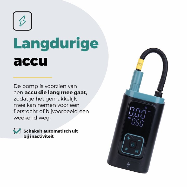 Voltano Elektrische Fietspomp / Bandenpomp - Zwart / Ijsblauw