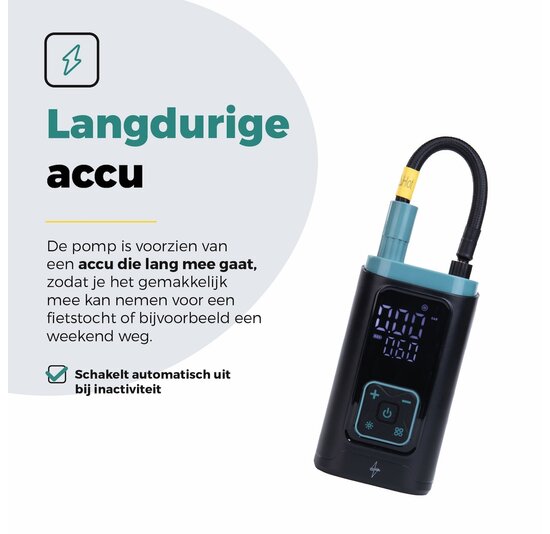 Voltano Elektrische Fietspomp / Bandenpomp - Zwart / Ijsblauw