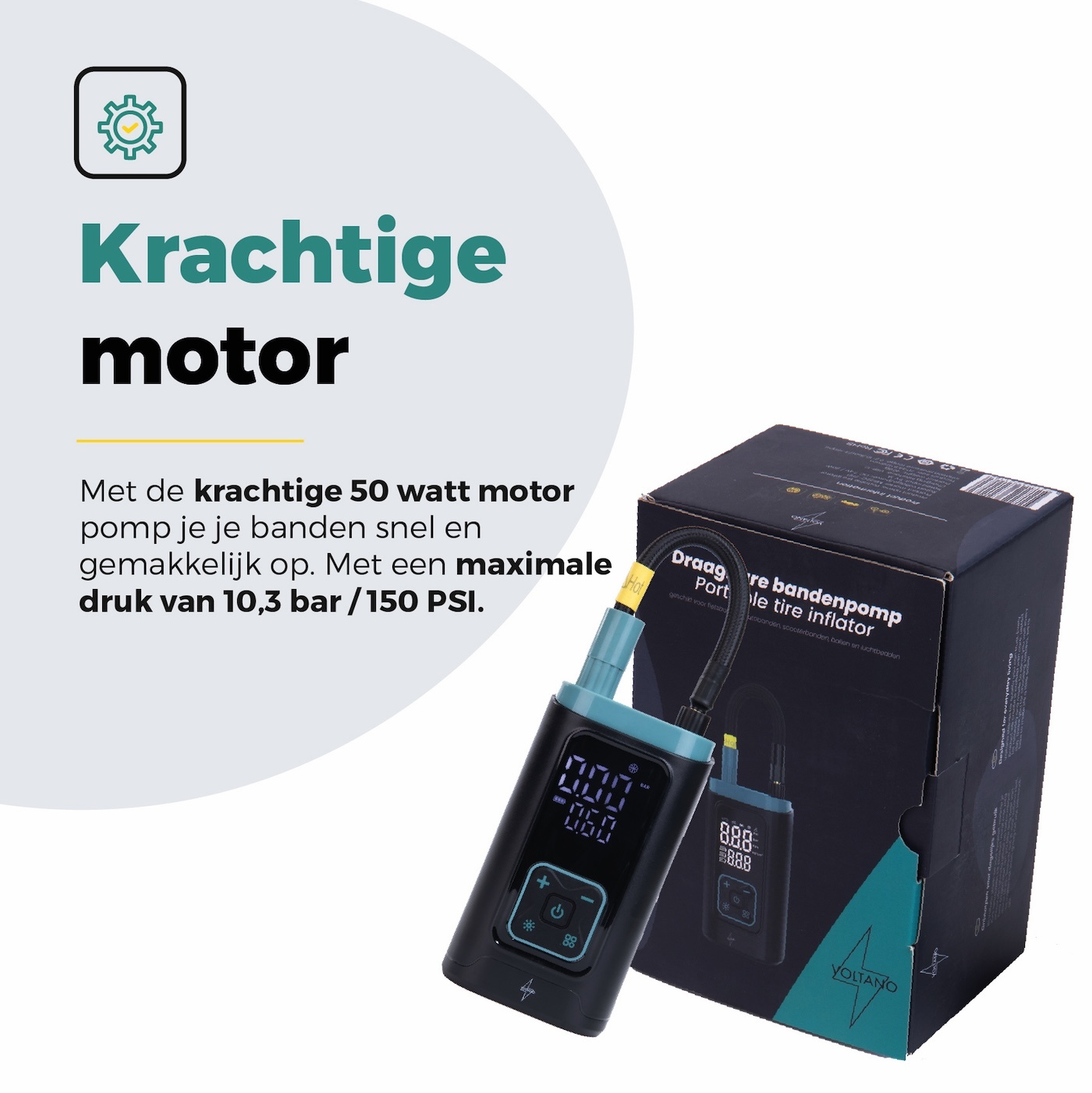 Voltano Elektrische Fietspomp / Bandenpomp - Zwart / Ijsblauw