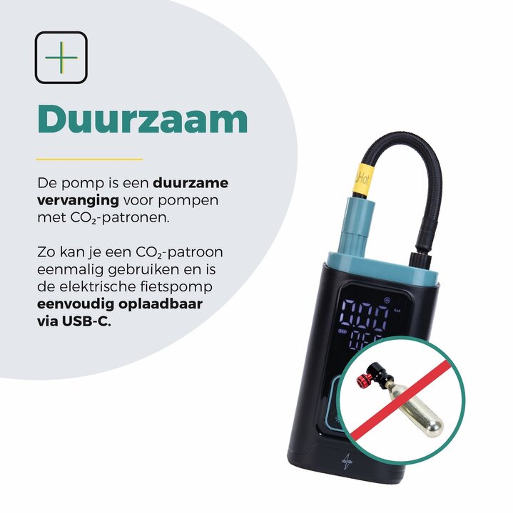 Voltano Elektrische Fietspomp / Bandenpomp - Zwart / Ijsblauw