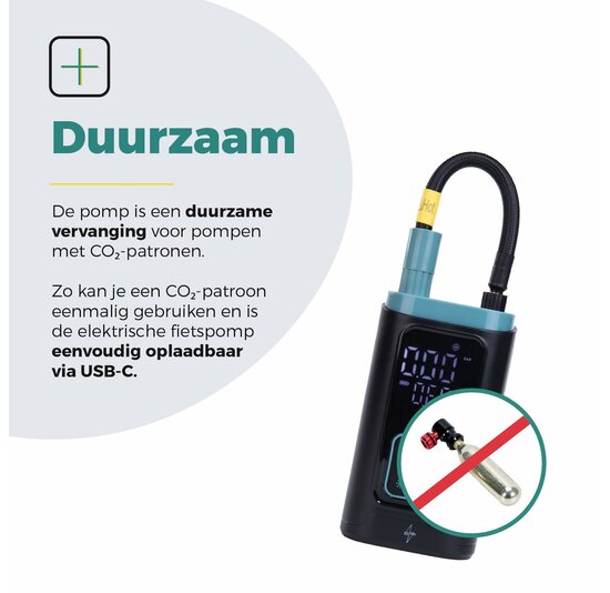 Voltano Elektrische Fietspomp / Bandenpomp - Zwart / Ijsblauw
