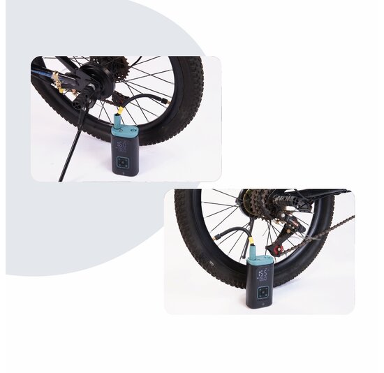 Voltano Elektrische Fietspomp / Bandenpomp - Zwart / Ijsblauw