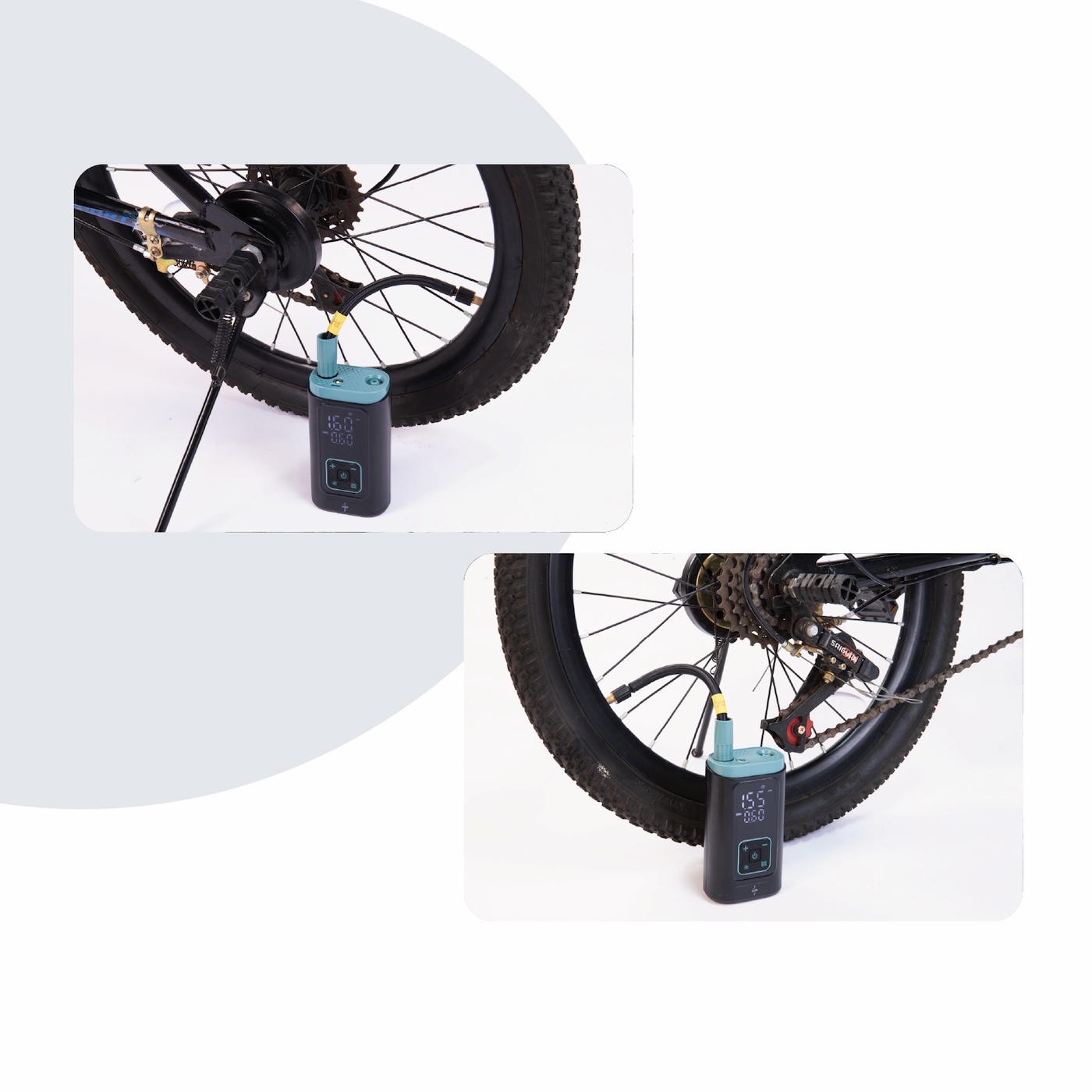 Voltano Elektrische Fietspomp / Bandenpomp - Zwart / Ijsblauw