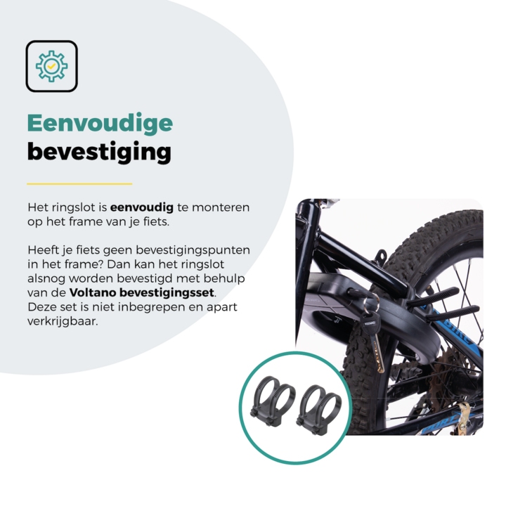 Voltano ART2 Fiets Ringslot XXL - Zwart - Extra Breed