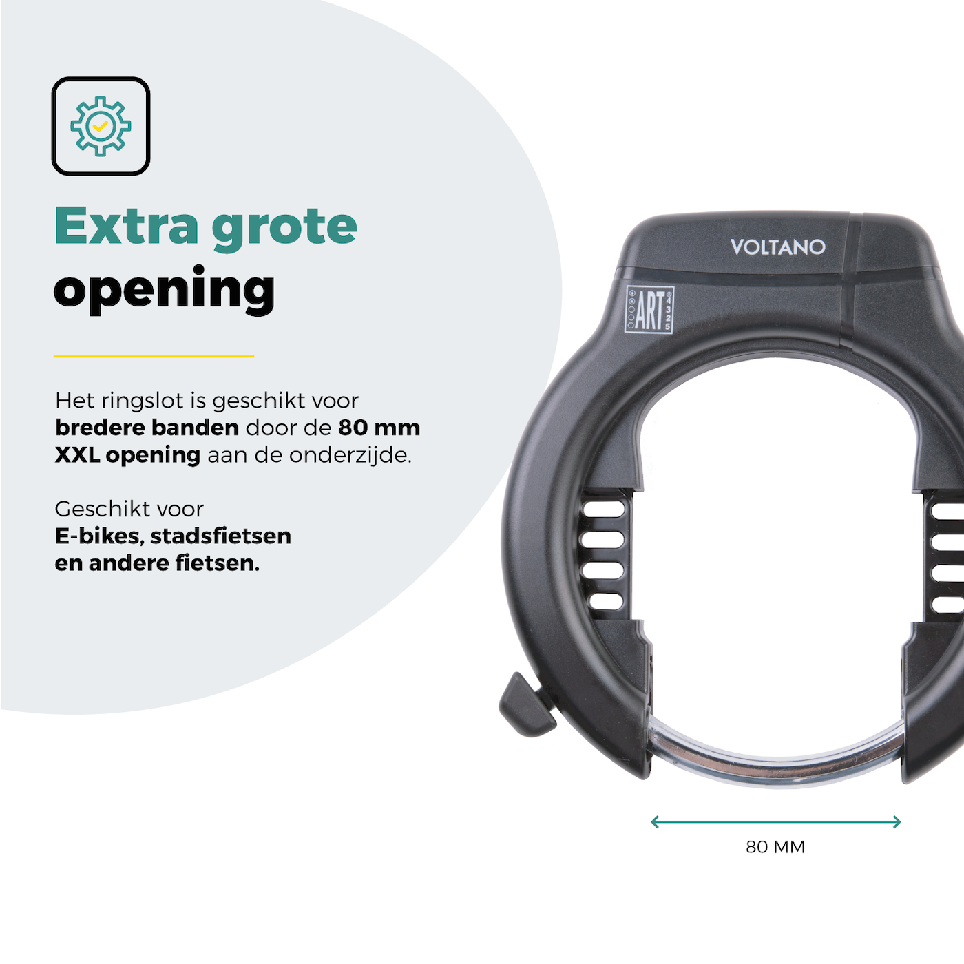 Voltano ART2 Fiets Ringslot XXL - Zwart - Extra Breed