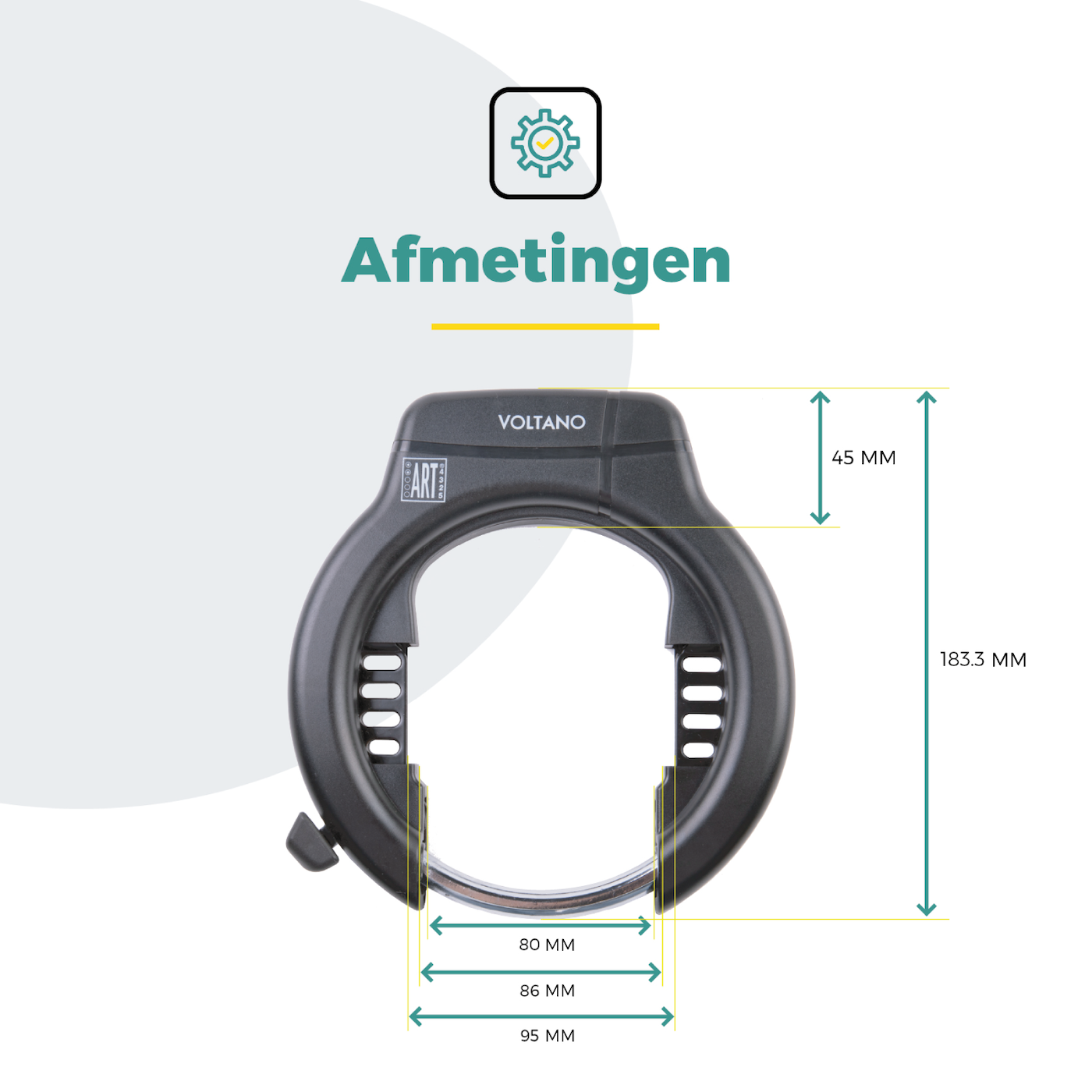 Voltano ART2 Fiets Ringslot XXL - Zwart - Extra Breed