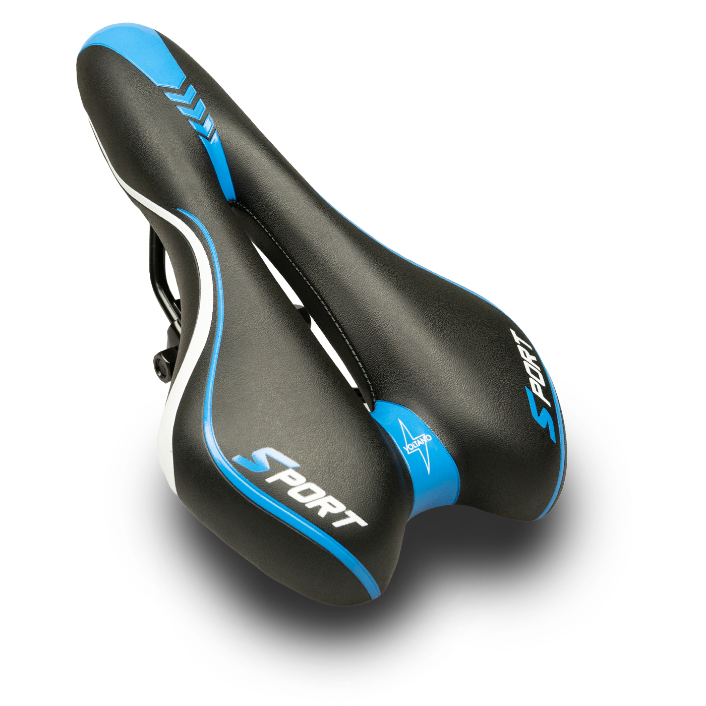 Voltano Sport Fietszadel – Zwart / Blauw - Gel - Trekking Zadel