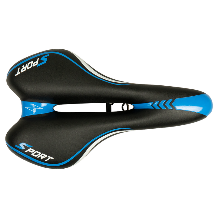 Voltano Sport Fietszadel – Zwart / Blauw - Gel - Trekking Zadel