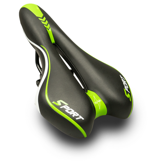 Voltano Sport Fietszadel – Zwart / Groen - Gel - Trekking Zadel