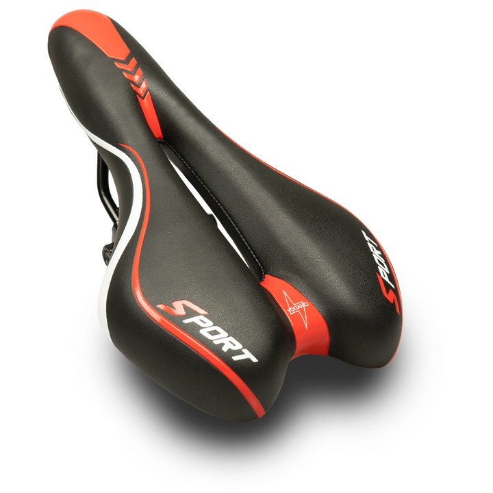 Voltano Sport Fietszadel – Zwart / Rood - Gel - Trekking Zadel