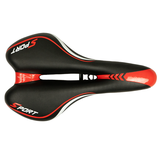 Voltano Sport Fietszadel – Zwart / Rood - Gel - Trekking Zadel