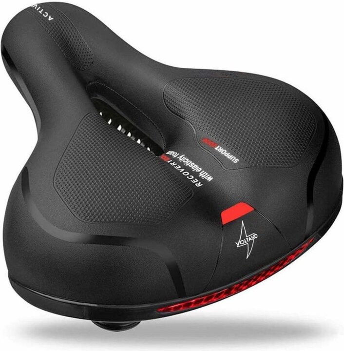 Voltano Fietszadel Met Gelpads - Zwart/Rood - Unisex - Gratis Zadelstrop