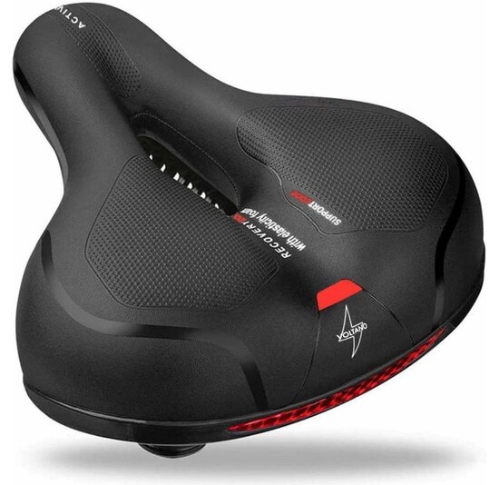 Voltano Fietszadel Met Gelpads - Zwart/Rood - Unisex - Gratis Zadelstrop