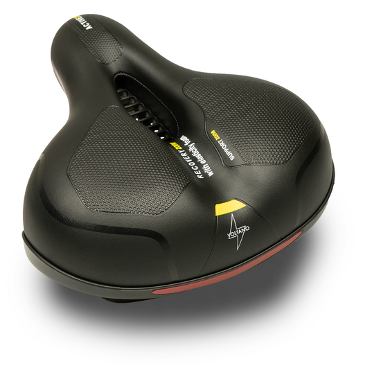 Voltano Fietszadel Met Gelpads - Zwart/Geel - Unisex - Gratis Zadelstrop