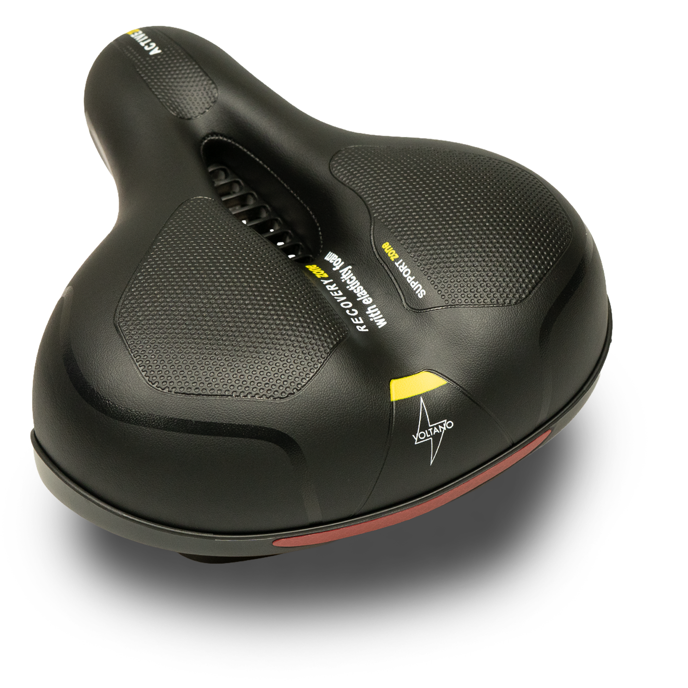 Voltano Fietszadel Met Gelpads - Zwart/Geel - Unisex - Gratis Zadelstrop