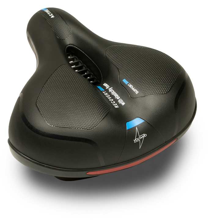 Voltano Fietszadel Met Gelpads - Zwart/Blauw - Unisex - Gratis Zadelstrop