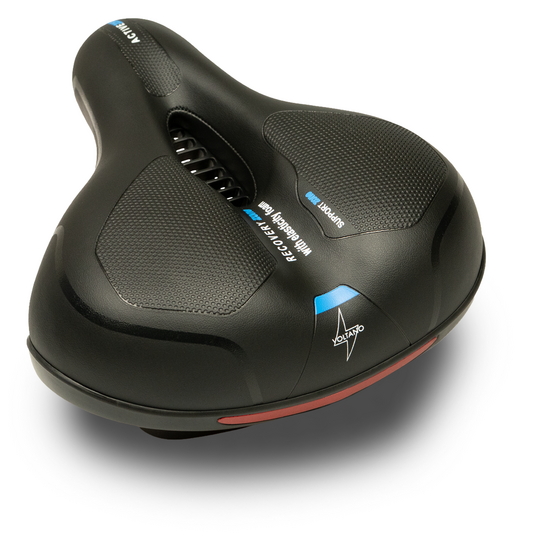 Voltano Fietszadel Met Gelpads - Zwart/Blauw - Unisex - Gratis Zadelstrop