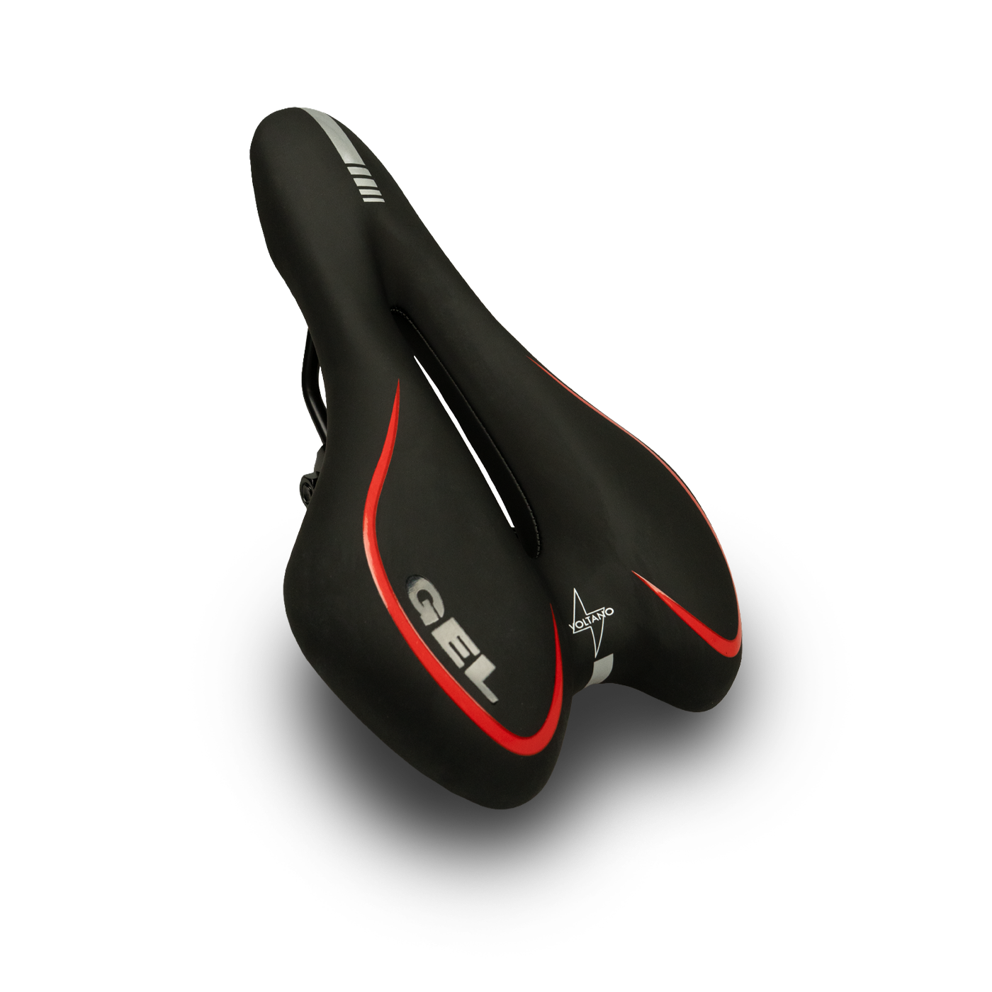 Voltano Voltano Gel Fietszadel Met Uitsparing - Zwart / Rood - Trekking - Incl. Zadelstrop - Unisex