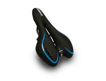 Voltano Gel Fietszadel Met Uitsparing - Zwart / Blauw